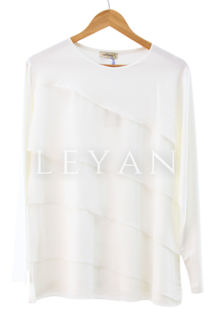 Çapraz Katkat Şifonlu Bluz- LYN04110 Ekru