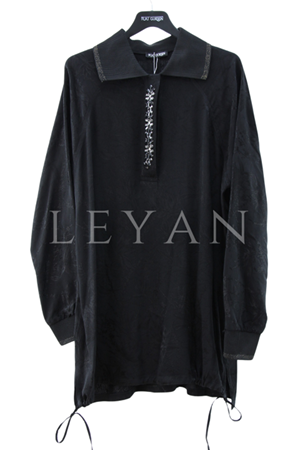 Fuat Gürşen Taş Detaylı Jakarlı Tunik- LYN04121 Siyah