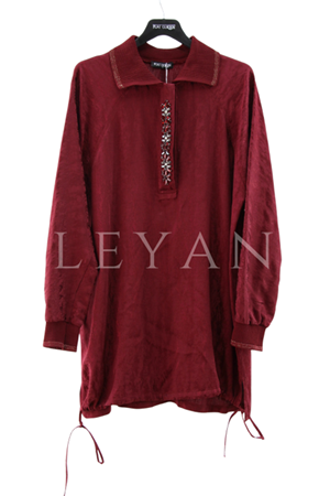 Fuat Gürşen Taş Detaylı Jakarlı Tunik- LYN04121 Bordo