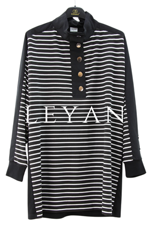 Orhan Store Çizgili Tunik- LYN04119 Siyah