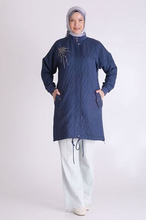 Behrem İşleme Detaylı Kapitone Kap- LYN04115 Lacivert