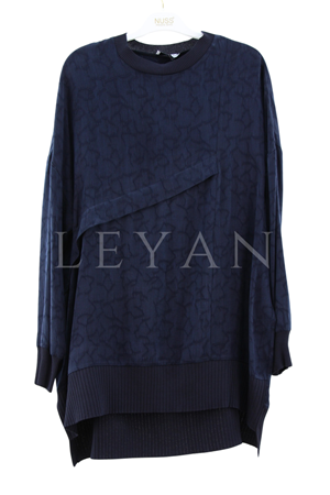 Nuss Merserize Detaylı Desenli Tunik- LYN04006 Lacivert