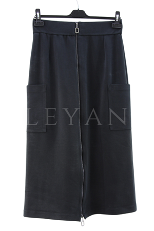 Sentez Cep Detaylı Fermuarlı Etek- LYN04150 Siyah