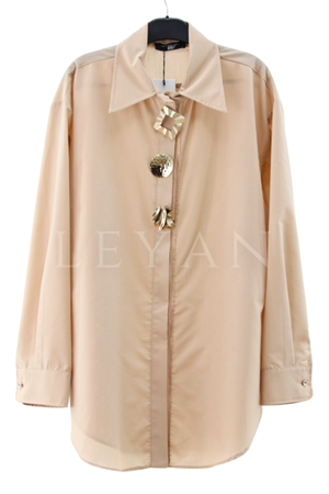 My312 Önü Aksesuarlı Gömlek- LYN04044 Bej