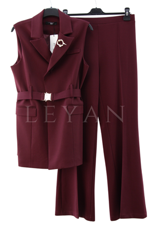 My312 Kemerli Yelek Takım- LYN04153 Bordo