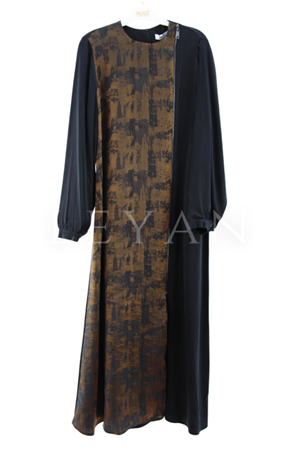 Nuss Jakarlı Qupra Elbise- LYN04158 Siyah