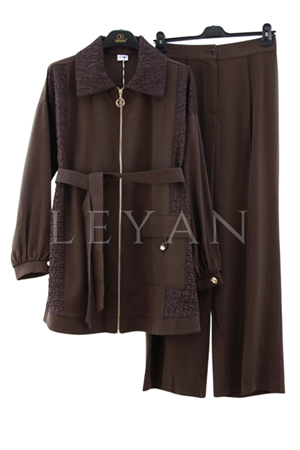 Orhan Store Brokar Detaylı Takım- LYN04160 Kahve