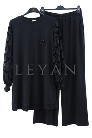 Orhan Store Yakma Kadifeli Takım- LYN02785 Siyah