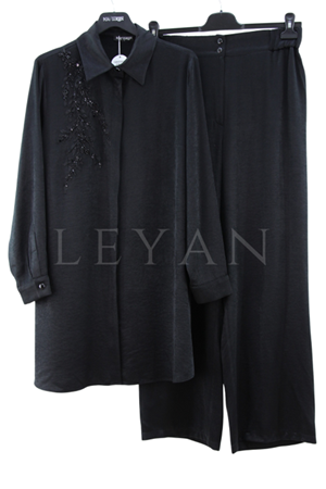 Fuat Gürşen Omzu Taşlı Takım- LYN04163 Siyah