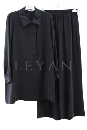 Nuss Taş Detaylı Takım- LYN04139 Siyah