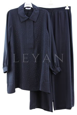 Nuss Taş Detaylı Takım- LYN04139 Lacivert