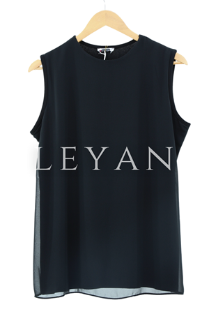 Önü Şifon Detaylı Kolsuz İçlik- LYN01386  Siyah