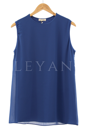 Önü Şifon Detaylı Kolsuz İçlik- LYN01386  İndigo