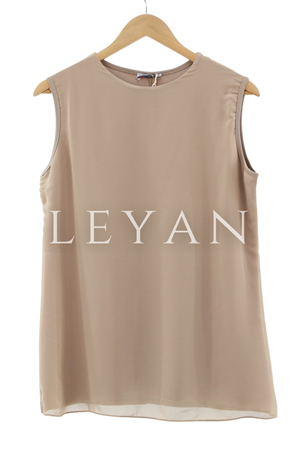 Önü Şifon Detaylı Kolsuz İçlik- LYN01386  Bej