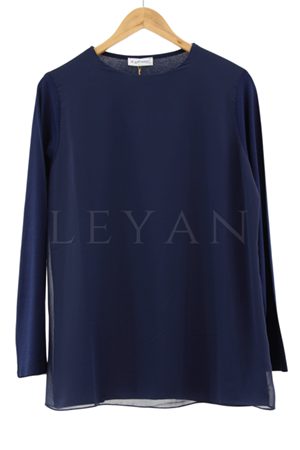 Şifon Detaylı Uzun Kollu İçlik- LYN01488  Lacivert