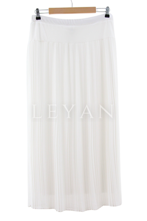 İnce Piliseli Şifon Etek- LYN03805 Ekru