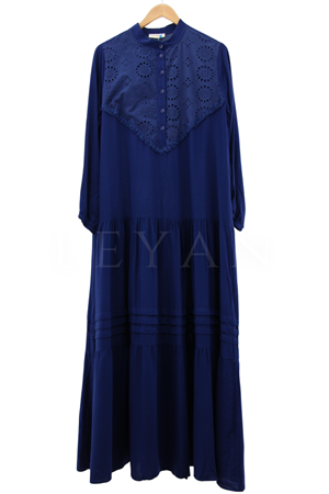 Fisto Detaylı Viscon Elbise- LYN02633 Lacivert