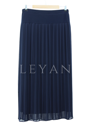 İnce Piliseli Şifon Etek- LYN03805 Lacivert