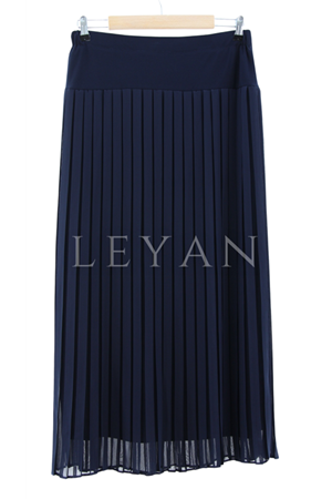 Şifon Piliseli Etek-LYN02516 Lacivert