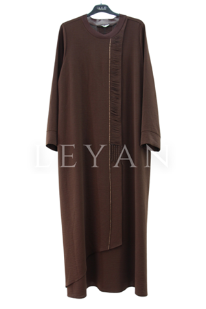 Dule Taş Detaylı Aerobin Elbise- LYN02634 Kahve