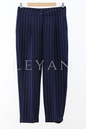 Sentez Çizgili Duble Paça Pantolon- LYN04022 Lacivert