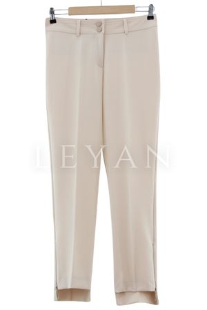 Sentez Paçası Fermuarlı Pantolon-LYN02639 Taş