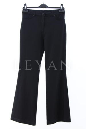 Sentez Kanvas İspanyol Paça Pantolon- LYN03975 Siyah