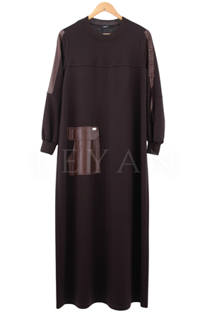Defrina Paraşüt Detaylı Elbise- LYN03058 Kahve