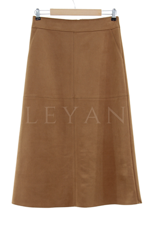 Sentez Süet Parçalı Etek- LYN03199 Taba