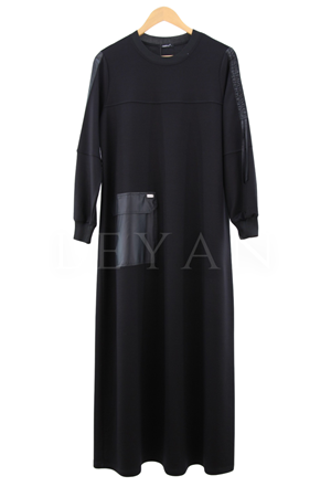 Defrina Paraşüt Detaylı Elbise- LYN03058 Siyah