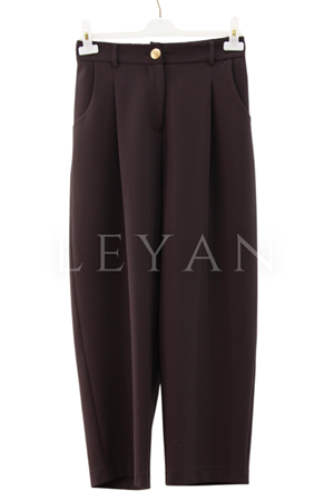 Sentez Roma Arkası Lastikli Pileli Pantolon- LYN04016 Kahve