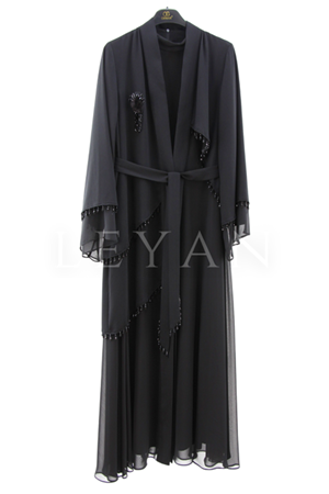 Orhan Store Taş İşlemeli Abaya Takım- LYN03784 Siyah