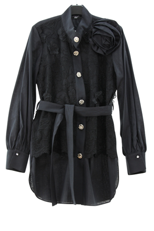 My312 Dantelli Ceket- LYN03446 Siyah