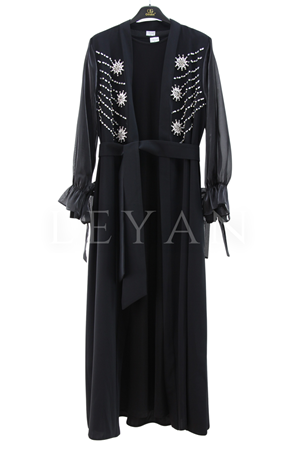 Orhan Store İnci Ve Taş Detaylı Takım- LYN03837 Siyah