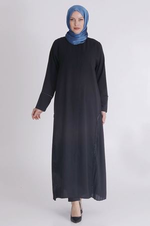 Behrem Krep Abaya- LYN03476 Siyah