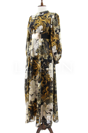 My312 Jakar Empirme Elbise- LYN03545 Ekru