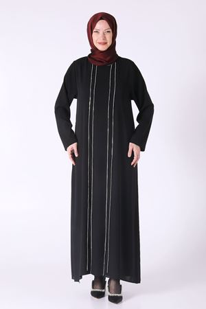 Behrem Taşlı Abiye Elbise- LYN03370 Siyah