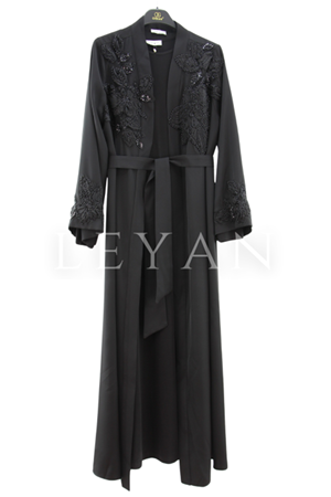 Orhan Store İşlemeli Abaya Takım- LYN03823 Siyah