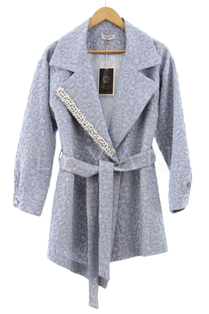 Orhan Store Taş İşlemeli Blazer Ceket- LYN03378 İndigo