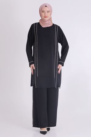 Behrem Jakarlı Abiye Takım- LYN03472 Siyah