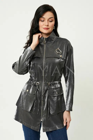 Orhan Store Cepli Parlak Ceket- LYN03298 Antrasit