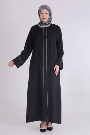 Behrem Taşlı Abaya- LYN03477 Siyah