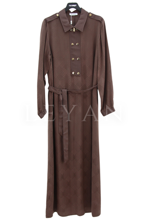 Fuat Gürşen Jakarlı Elbise- LYN03601 Kahve