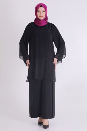 Behrem Şifonlu Abiye Takım- LYN03474 Siyah