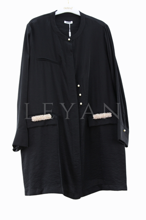 Defrina Boncuk Detaylı Safir Ceket- LYN03436 Siyah