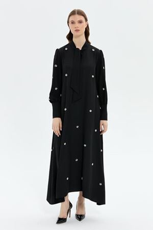 Müsemma Pırıltı Elbise- LYN03732 Siyah