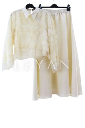 My312 Dantelli Abiye Takım- LYN03743 Ekru