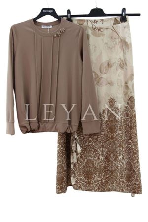 Fuat Gürşen Eteği Desenli Takım- LYN03742 Bej