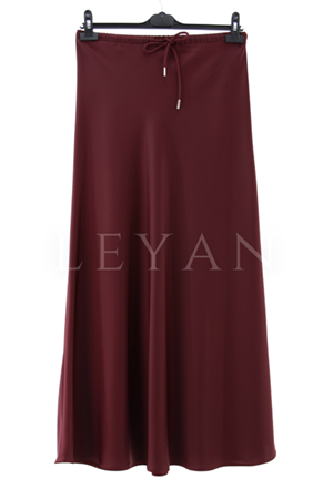 Sentez Luna Saten Volanlı Etek- LYN03541 Bordo