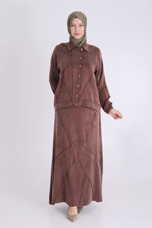 Behrem Qupra Etekli Takım- LYN03828 Kahve